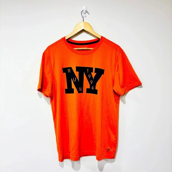 ๐5/40$๐ OLD NAVY Orange Graphic Sports T-Shirt | NY Print Activewear - Picture 2 of 8